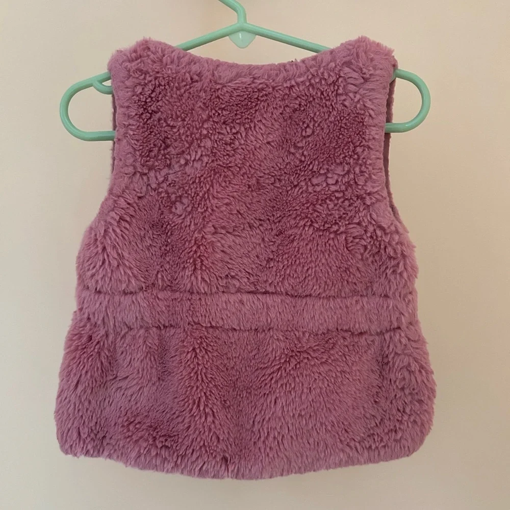 Pink Faux Fur Vest | 24M | Fuzzy Lined Toddler Girl Vest | First Impressions